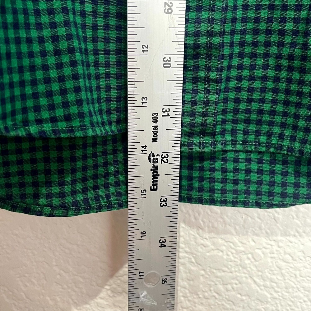 Vintage Tommy Hilfiger Shirt Men XL Green Blue Micro Gingham Pleated Button Down - Picture 11 of 13